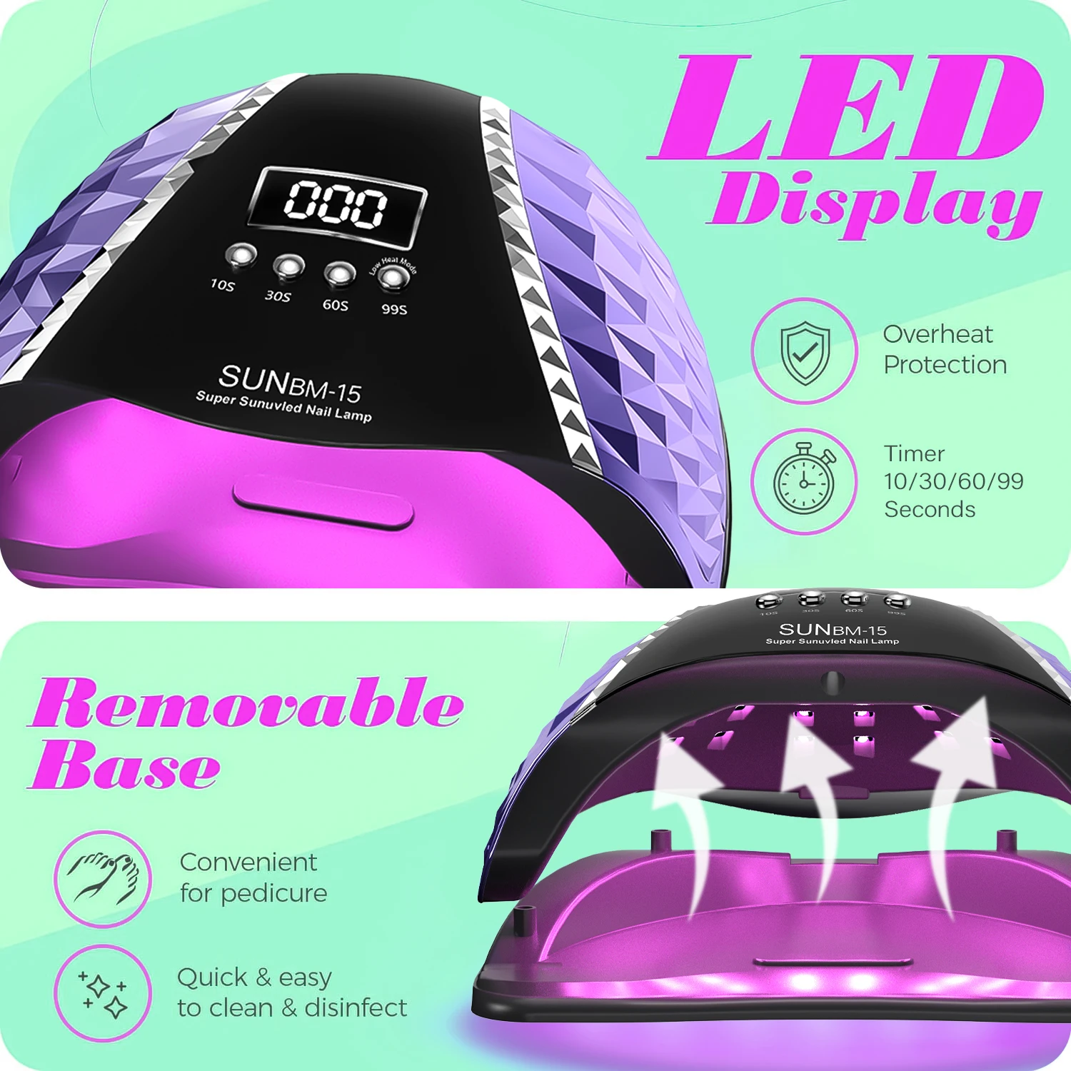 UV LEDネイルランプ,プロ仕様のマニキュアドライヤー,強力なドライヤー,タッチスクリーン付き,66個のLED,280W