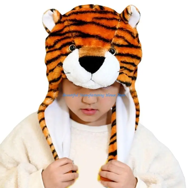 

E56A Animal Earflap Hat Hooded Hat Fleece Earflap Hat Bomber Hat Trapper Hat Kids Animal Hats Party Drama Props For Kids