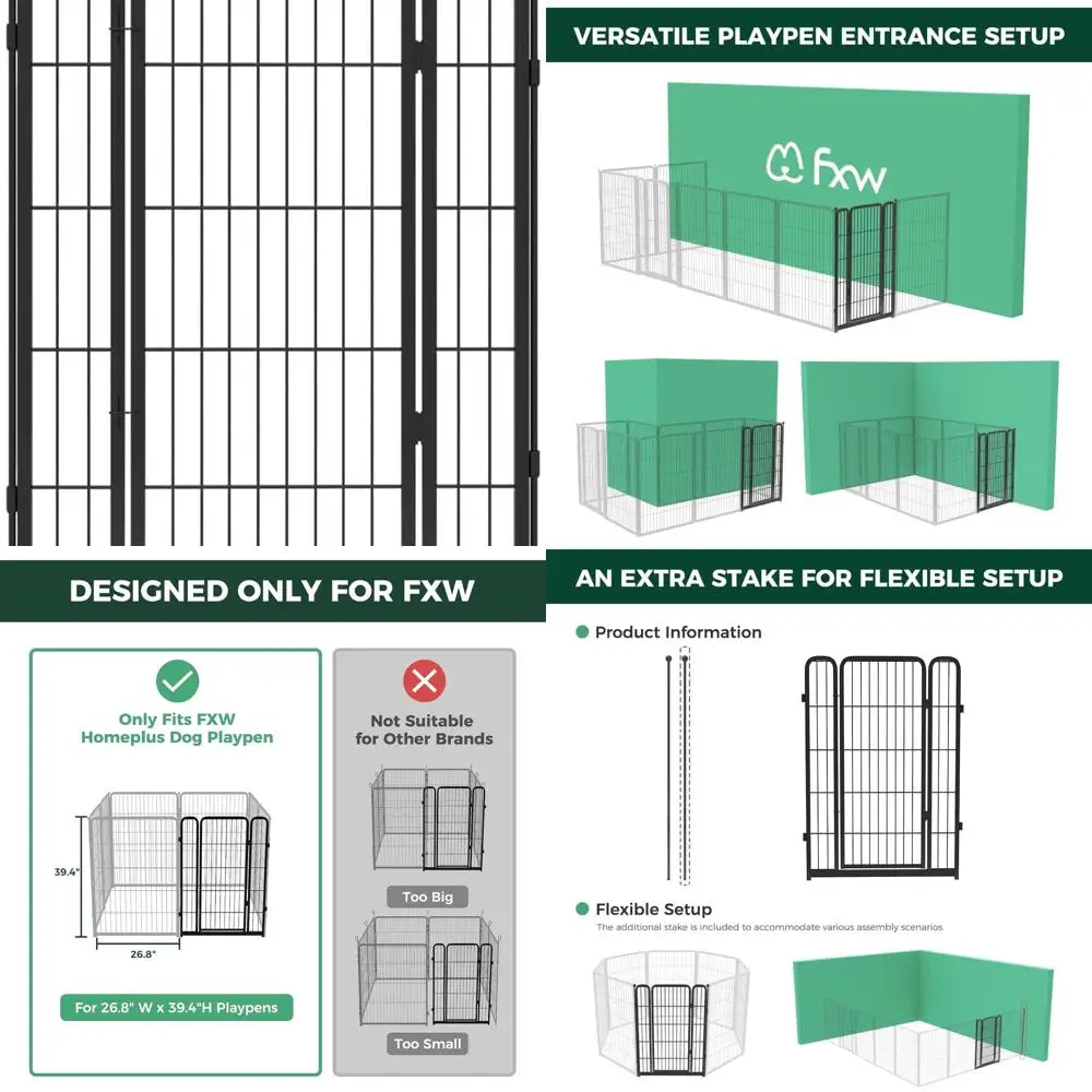

Крытый манеж для собак с дополнительными воротами, 40 высот для средних и больших собак, черный - запатентованный