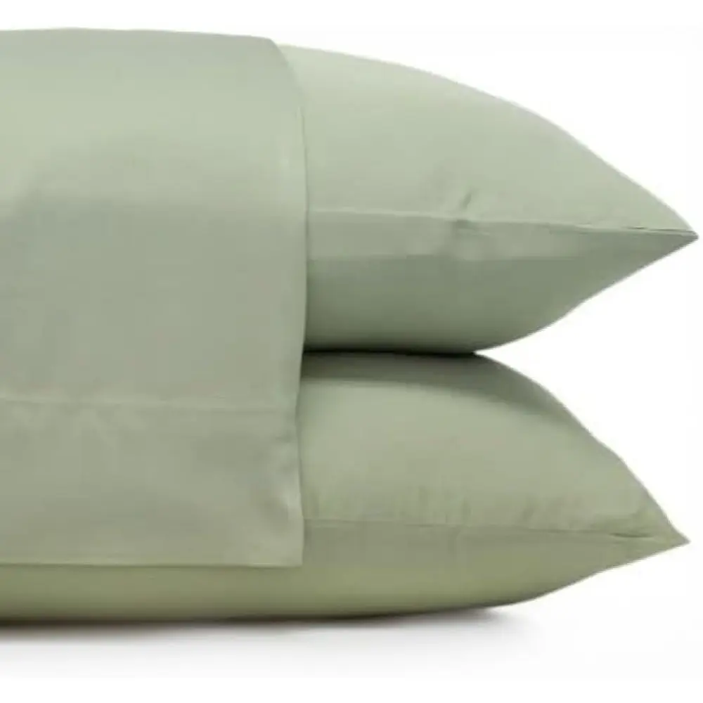 

Sage King-Size Twill Pillowcases: Viscose, Allergy-Resistant, Thermal-Regulating, Plush