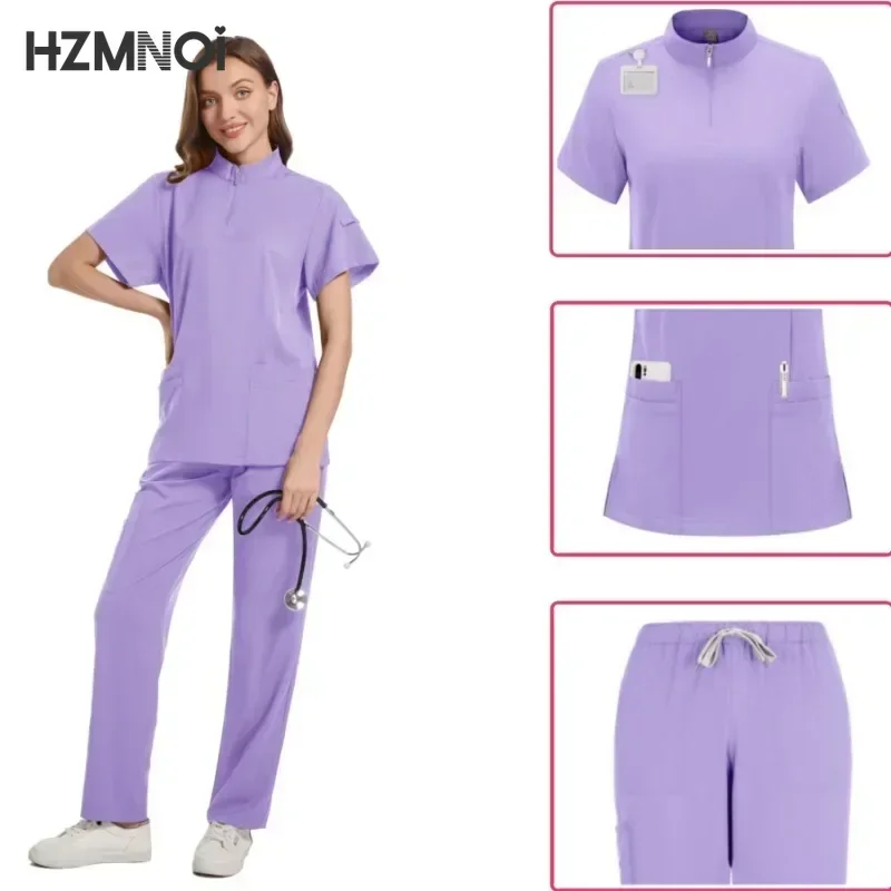 Kobiety Scrubs Akcesoria pielęgniarskie Mundur medyczny Unisex Slim Fit Komfort Kliniczne kobiety Sala operacyjna Mundur roboczy Kombinezon do