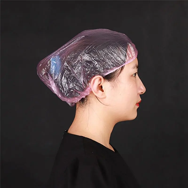 (A75U] 1000XSet Disposable Plastic Pink Shower Cap Ladies Waterproof Spa Salon Hotel Hair Color Elastic Shower Cap Bathroom
