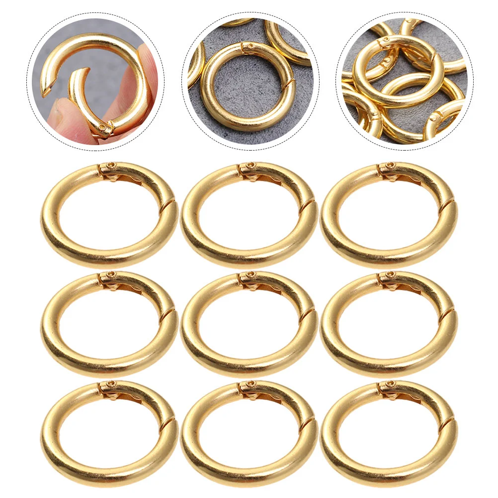 15 Pcs Jump Ring Key Buckle Chain Gold Carabiner Keyring Zinc Alloy Medium Snap Round Keychain Clips