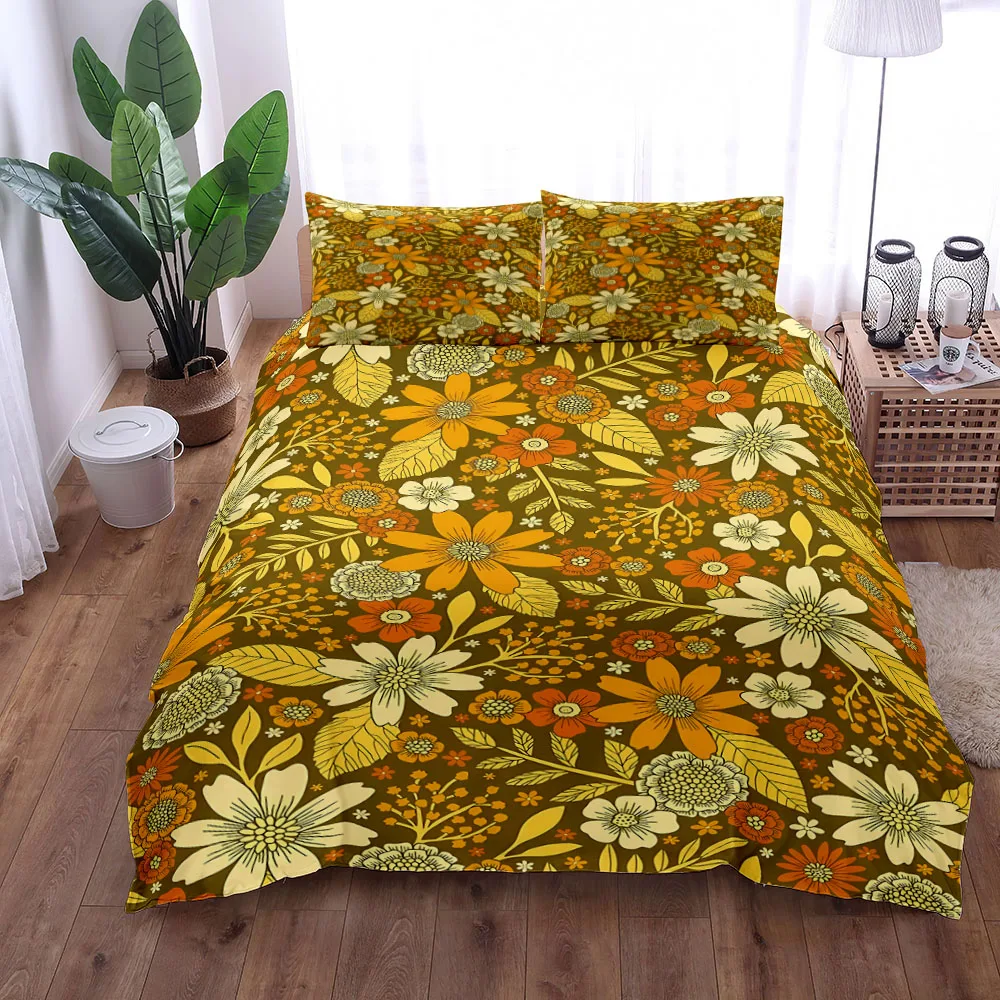 Vintage Retro 70s Plates Duvet Cover Set King Queen Double Full Twin Single Size Bed Linen Set