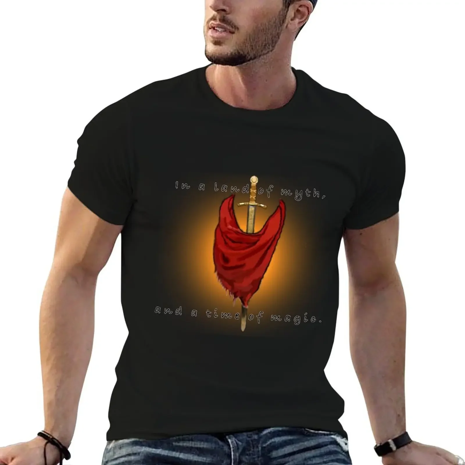 BBC Merlin scarf / Arthur sword T-Shirt vintage anime shirt blacks heavyweight t shirts for men