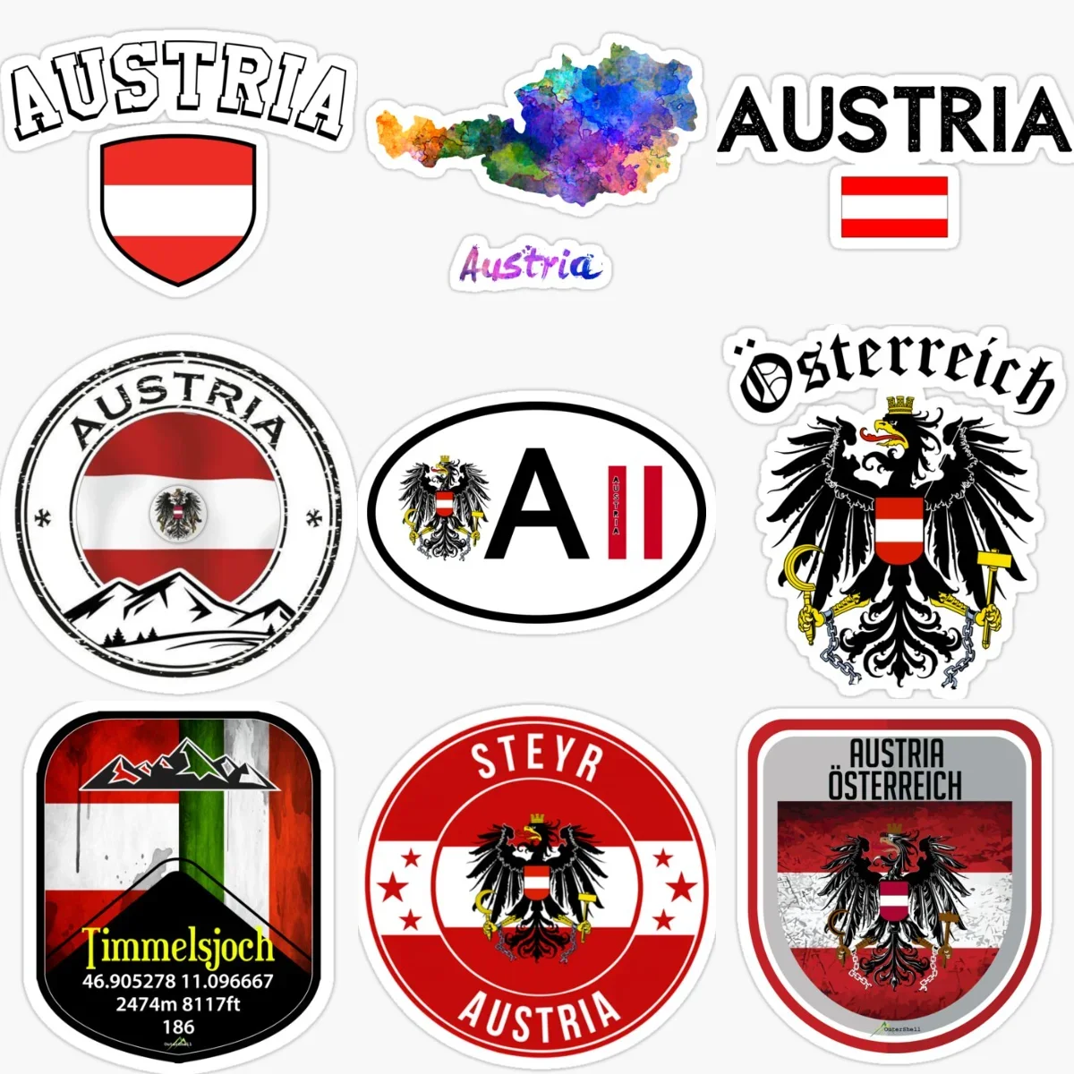 

Austria Flag Map Eagle Emblem Creative Stickers for Car Bicycle Motorcycle Helmet Window Fridge Room Wall Decoration Accessories