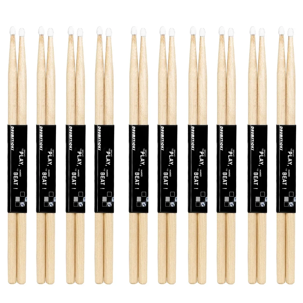 

1/5/10 пар барабанных палочек из кленового дерева 5A 7A, электронная барабанная стойка, нейлоновый наконечник, барабанные палочки, музыкальные палочки, детали ударных инструментов