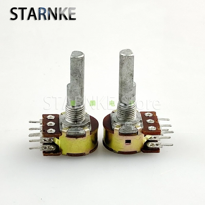 3PCS 16 Type 6-Pin Double B100K With Stepper Amplifier Audio Speaker High And Bass Volume Potentiometer Half Shaft