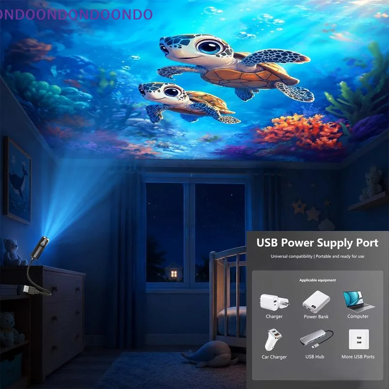 Energy Saving USB Ocean Animal Projector Light 10 Themes 360° Rotatable Low Power Consumption for Daily Use