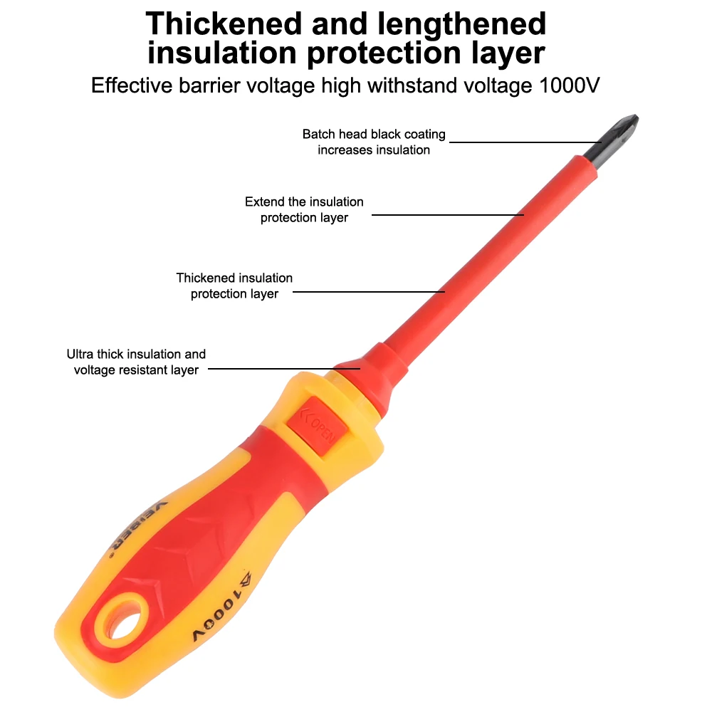 13 Pcs 1000V Screwdriver Set For Electrician Hand Tools Insulated Multifunctional Phillips Slotted Bits Magnetic Screwdriver