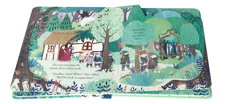 Usborne Peep Inside A Fairy Tale سنو وايت والأقزام السبعة ثلاثية الأبعاد كتب مصورة رفرف للأطفال الأطفال كتاب القصة التعليمية #2