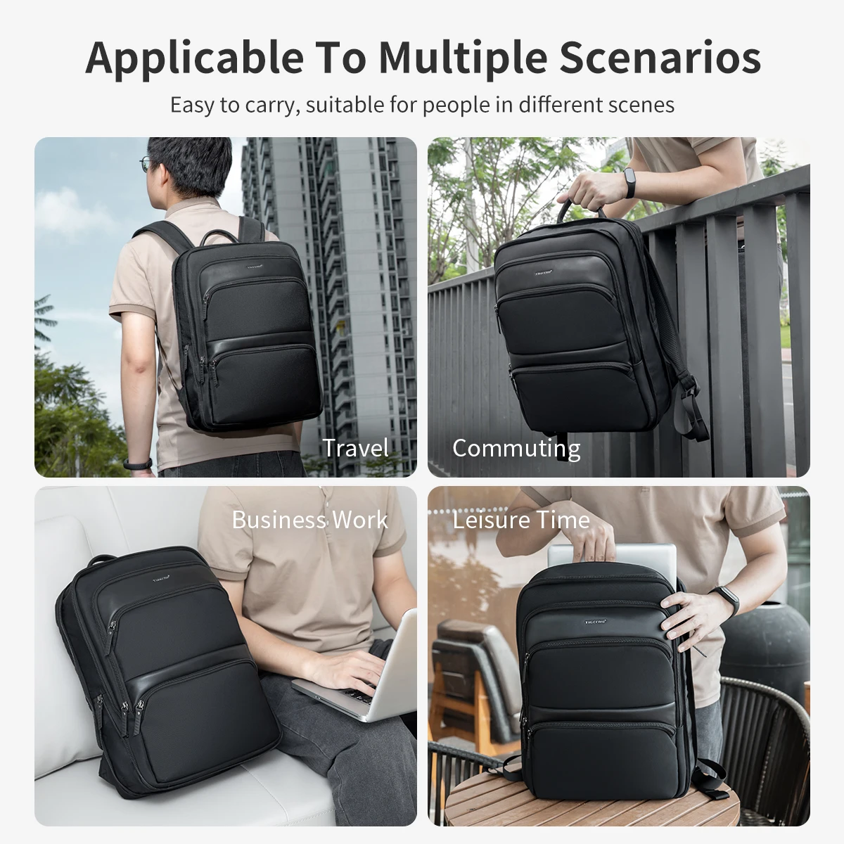 Mochila de Viagem Expansível para Homens, Male Laptop Bag, Business Bag, Escola Ao Ar Livre, Garantia Vitalícia