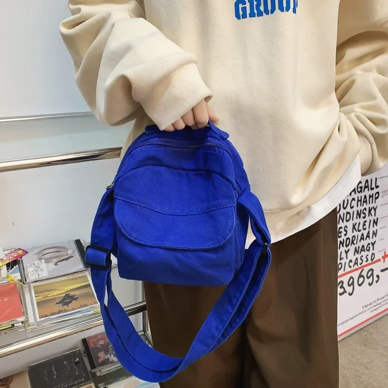 Fashion Small Canvas Crossbody Bags for Women Mini Shoulder Phone Purse Girl Student Cotton Cloth Mini Female Handbags Flap