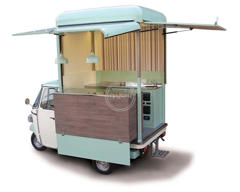 OEM Electric Gasoline Tuk Tuk Piaggio Ape Car Restaurant Food Car Candy Juice Cart Mobile Mini Food Truck