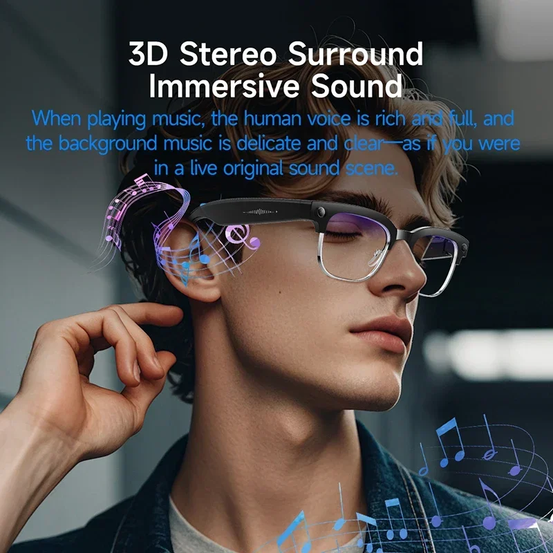 Inteligentne okulary IP65 z AI, kamera HD 800MP, nagrywanie wideo i zdjęć, połączenia Bluetooth, asystent głosowy, odtwarzacz muzyki, inteligentne okulary przeciwsłoneczne z funkcją tłumaczenia.
