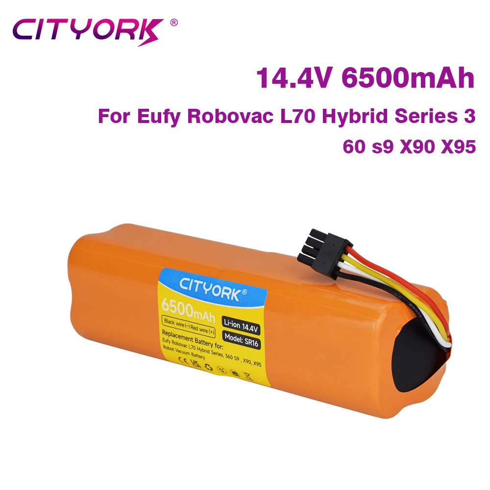 

CITYORK 14.4V 6500mAh Li-ion Robot Vacuum Cleaner Sweeper Replacement Battery For Eufy Robovac L70 Hybrid Series 360 s9 X90 X95