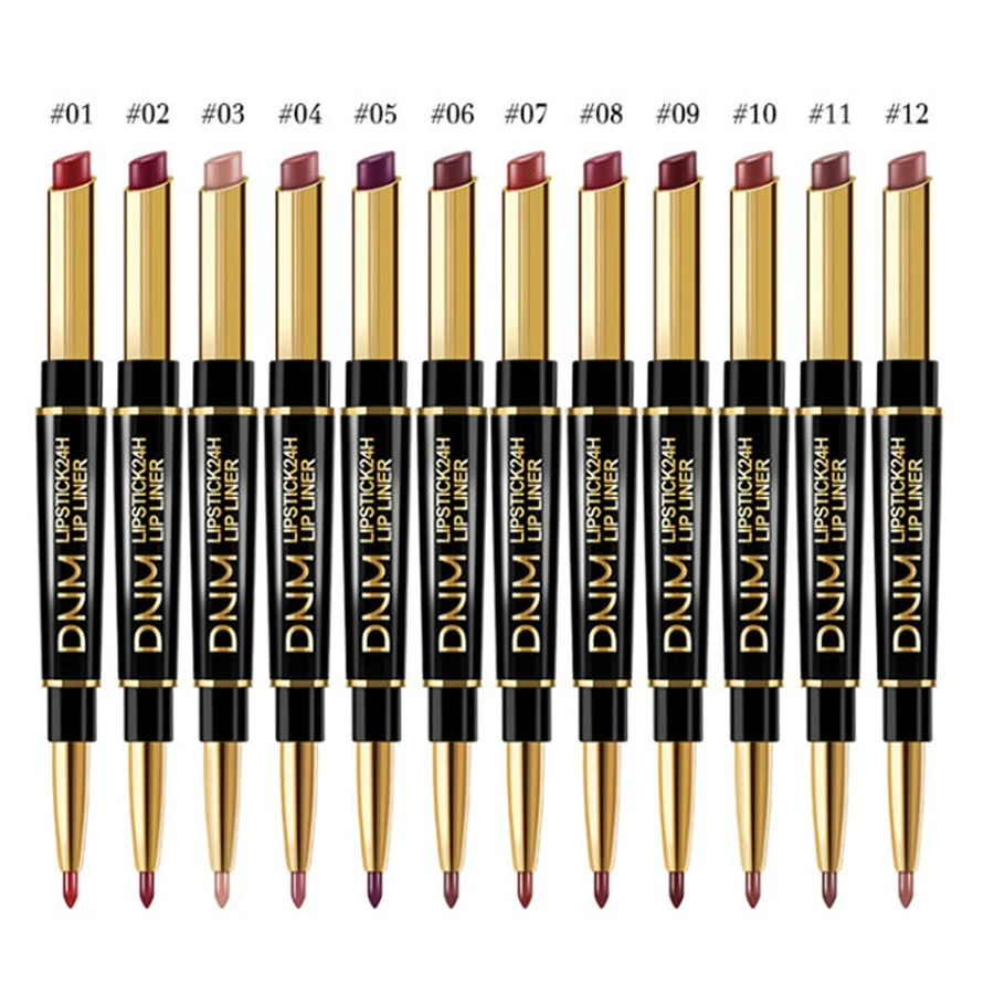 Double-ended Non-stick Cup Long Lasting Lipstick Lip Liner High Pigmented Waterproof Valentine\'s Day Gifts