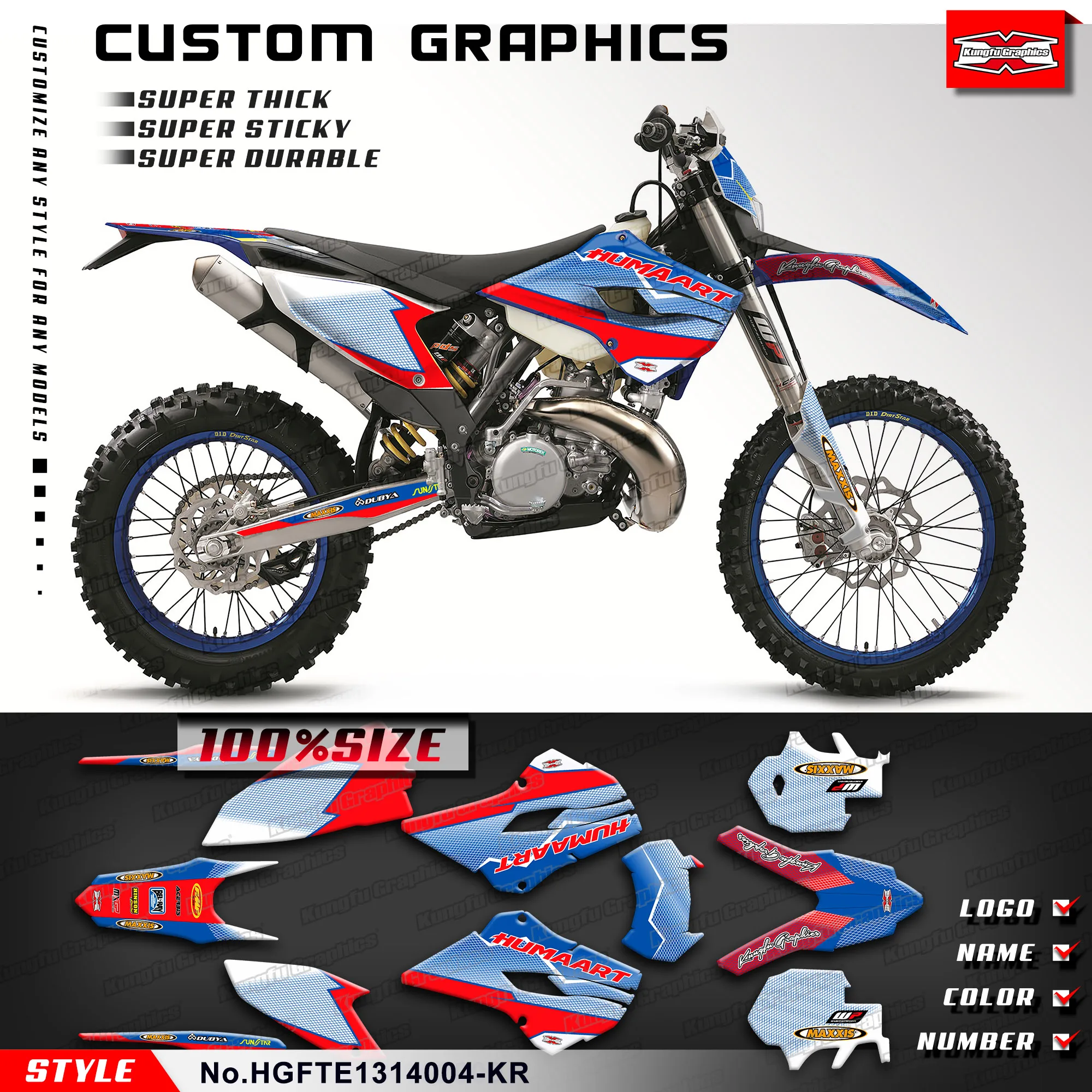 KUNGFU GRAPHICS Motorcycle Graphics Sticker Kit for Husaberg TE 125 250 300 / FE 250 350 450 501 2013 2014, HGFTE1314004-KR