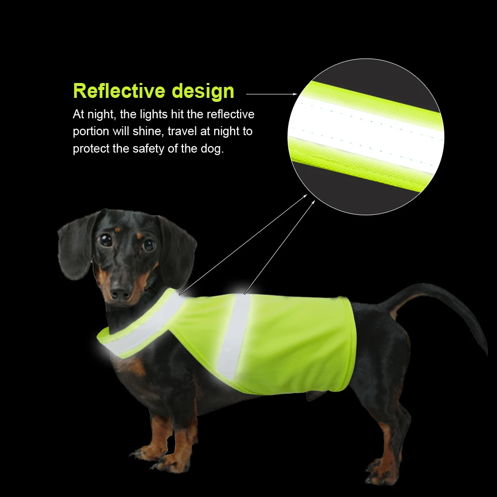 Reflective Dog Vest Night Safety Fluorescent Dogs Clothes Visibility Pet Coat Waterproof for Small Large Pet Orange Green