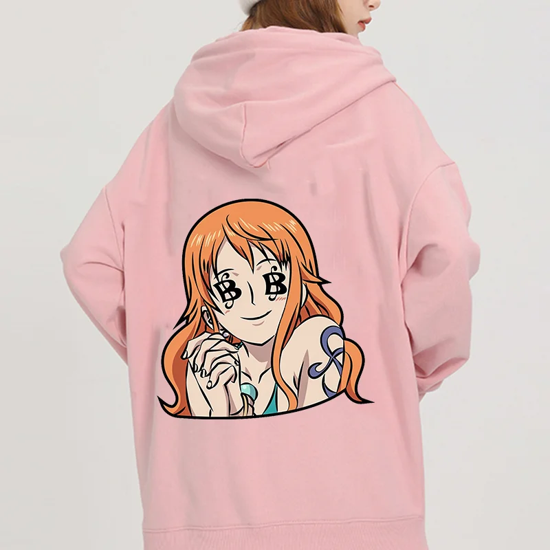 Sudaderas con capucha de una pieza de Anime para hombres y mujeres, Jersey informal de mono Nami, ropa de juego de rol, ropa de calle de otoño e invierno