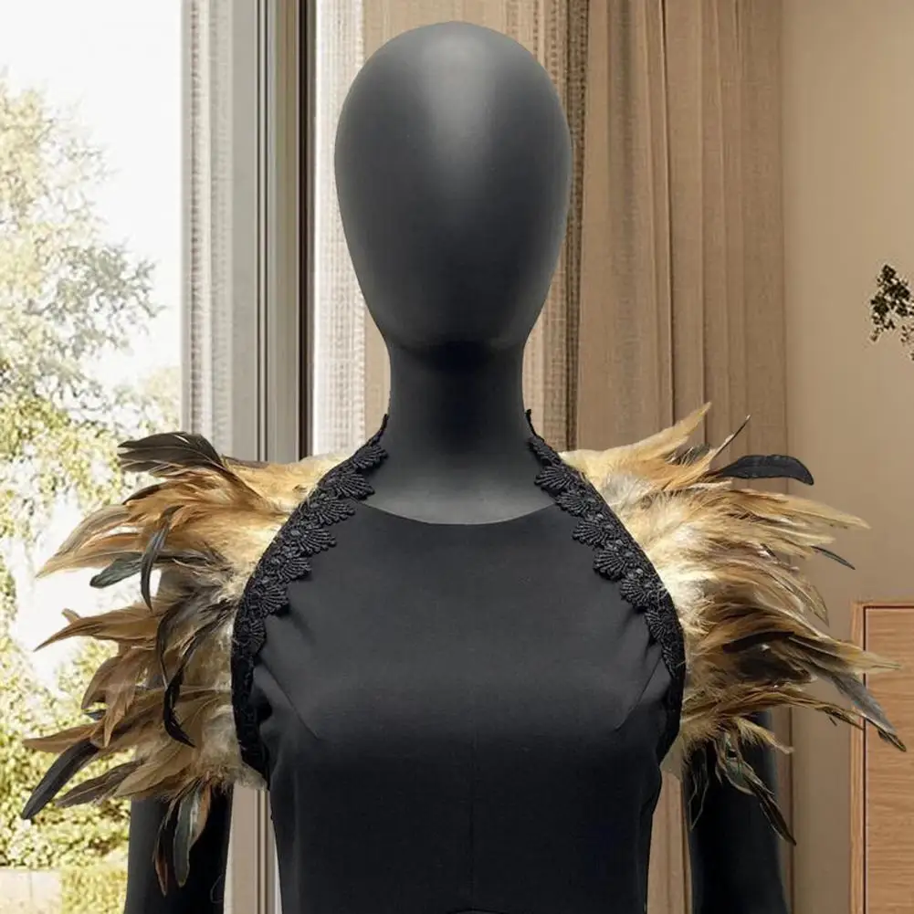 Feather Shawl Cosplay Feather Shrug Shawl Soft Lace Shoulder Wrap Cape for Stage Performance Party Costume Adjustable Body Decor