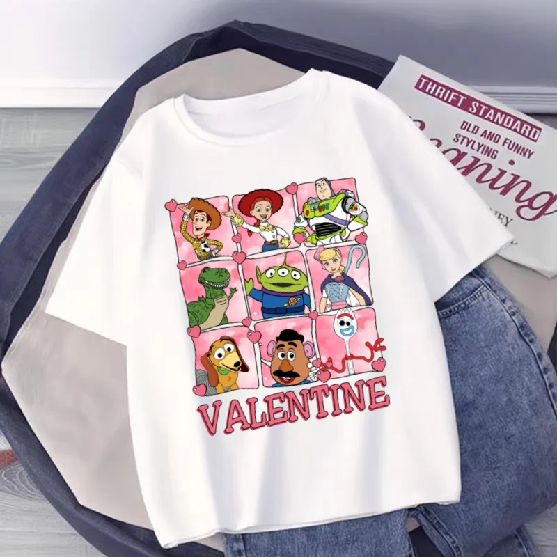 

Семейная футболка с 9 панелями в стиле Disney Toy Story ко Дню святого Валентина, детская футболка с сердечками