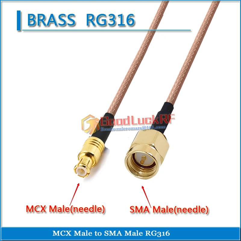 SMA ذكر إلى MCX ذكر وأنثى 90 درجة الزاوية اليمنى 50ohm ضفيرة البلوز RG316 تمديد كابل RF موصل محول