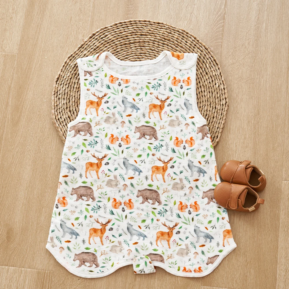 HappyFlute One Piece Newborn Baby Sleeveless Design Anti Kick Sleeping Bag Summer Loose Fitting Comfortable 100%Cotton Bedding
