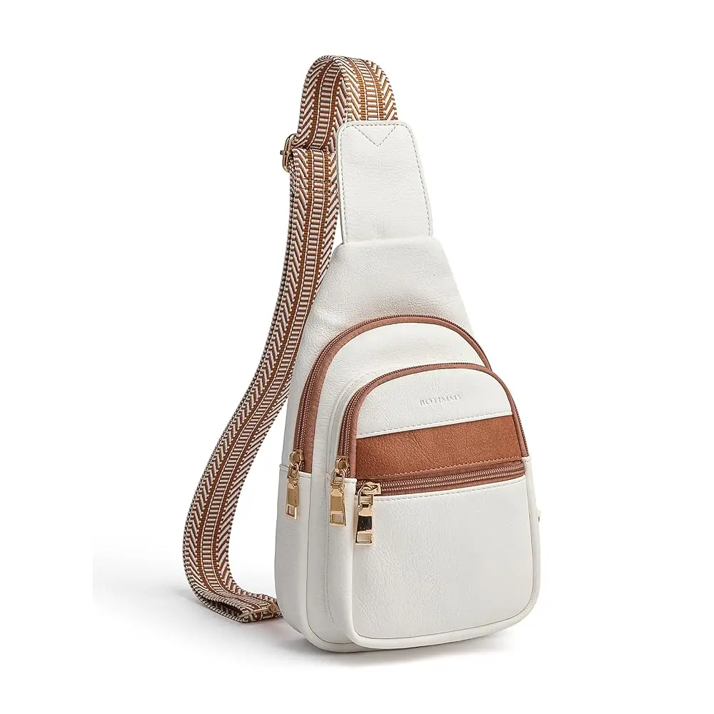 

Crossbody Sling Bag with Anti-Theft Pocket, Small Vegan Leather Travel Backpack, Adjustable Strap Chest & Waist Bag for Every