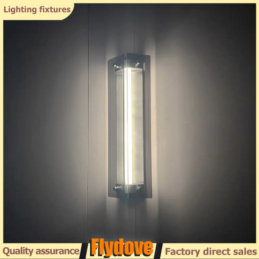 

High End Stainless Steel Glass Wall Lamp Bauhaus Bedroom Bedside Dining Hall Corridor Background Wall LED Decorative Wall Lamp