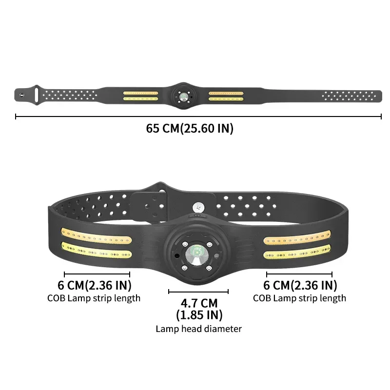 Induction Headlamp Adjustable COB Headlight Running Flashlight with Built-in Battery USB Rechargable Head Light