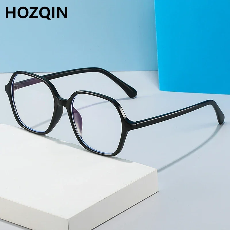 New Women Retro Polygon Anti Blue Light Reading Glasses Men Farsighted Hyperopia Spectacles Magnifier Custom Prescription Lens