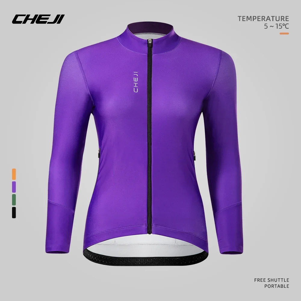 Cheji Langarm-Fleece-Radtrikot für Damen