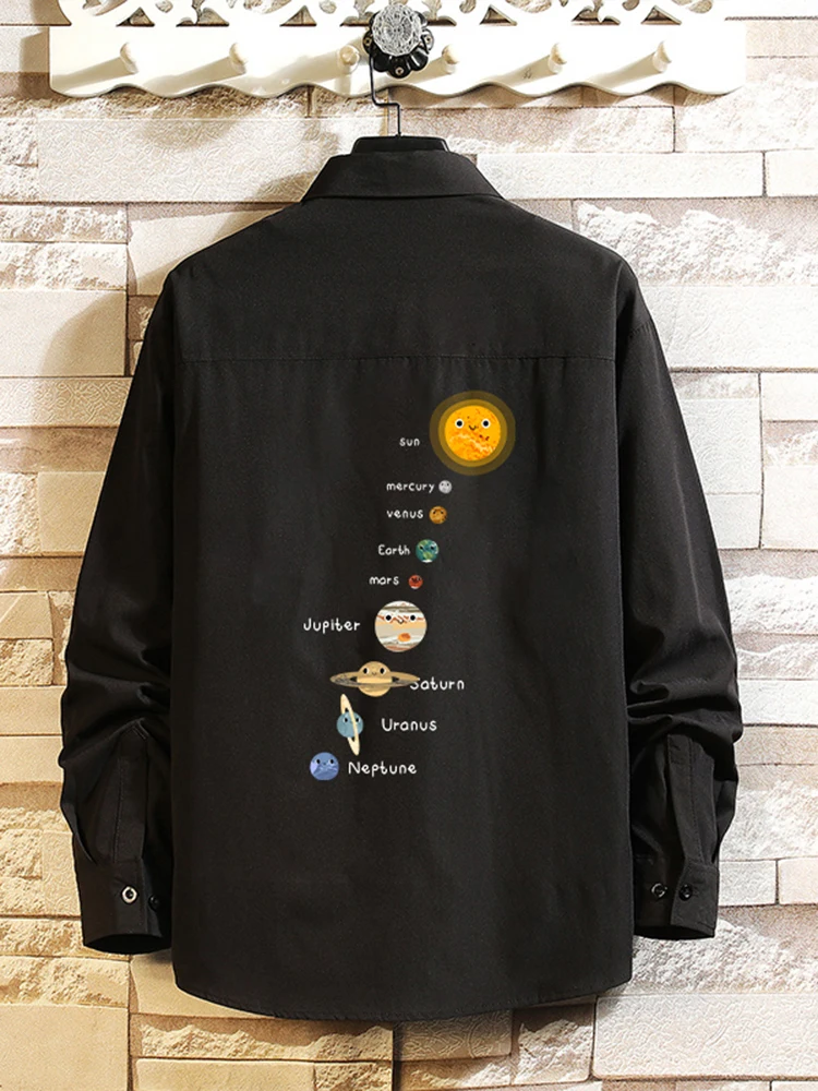 

Loose Fit Long Sve Casual irt Men's Outerwear Spring Autumn Trendy Brand plus Size Ele Cool Printed Polyester Fiber