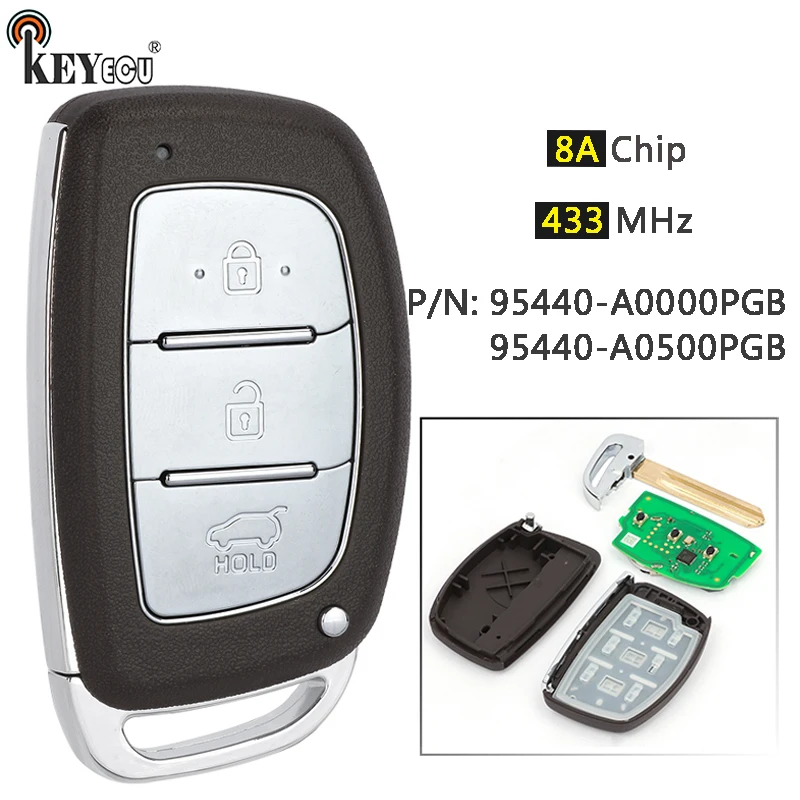 KEYECU 433MHz 8A Chip P/N: 95440-A0000PGB 95440-A0500PGB Smart Keyless Remote Key for Hyundai Creta 2016 2017 2018 2019 20 2021
