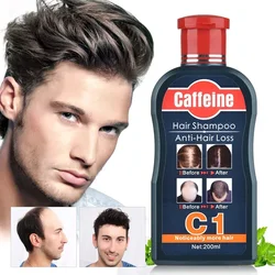 Champú para el crecimiento del cabello para hombres, plantas naturales, cafeína, anticaída del cabello, caspa, tratamiento nutritivo, cuidado del cabello, 200ML