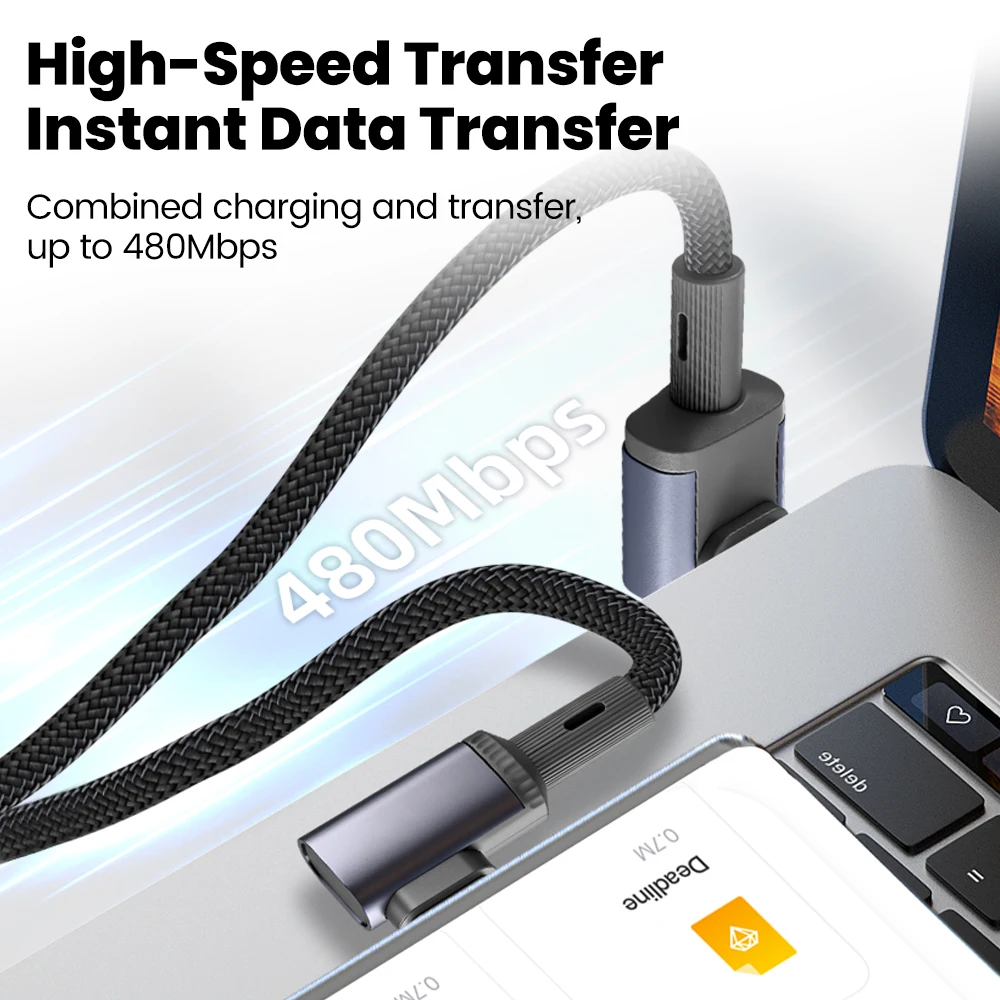 100 واط شحن سريع للغاية USB C إلى USB C كابل بيانات الكوع لعبة الهاتف المحمول نوع C كابل آيفون 17 16 سامسونج كمبيوتر محمول اللوحي