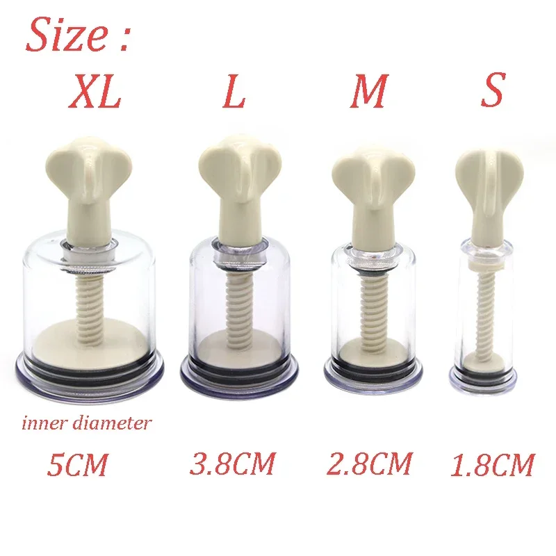 4 Size Nipple Sucker Enlarger Nipple Clamps Pussy Pump Clitoris Clip Vacuum Stimulate Breast Enlarger Sex Toy For Women Men BDSM