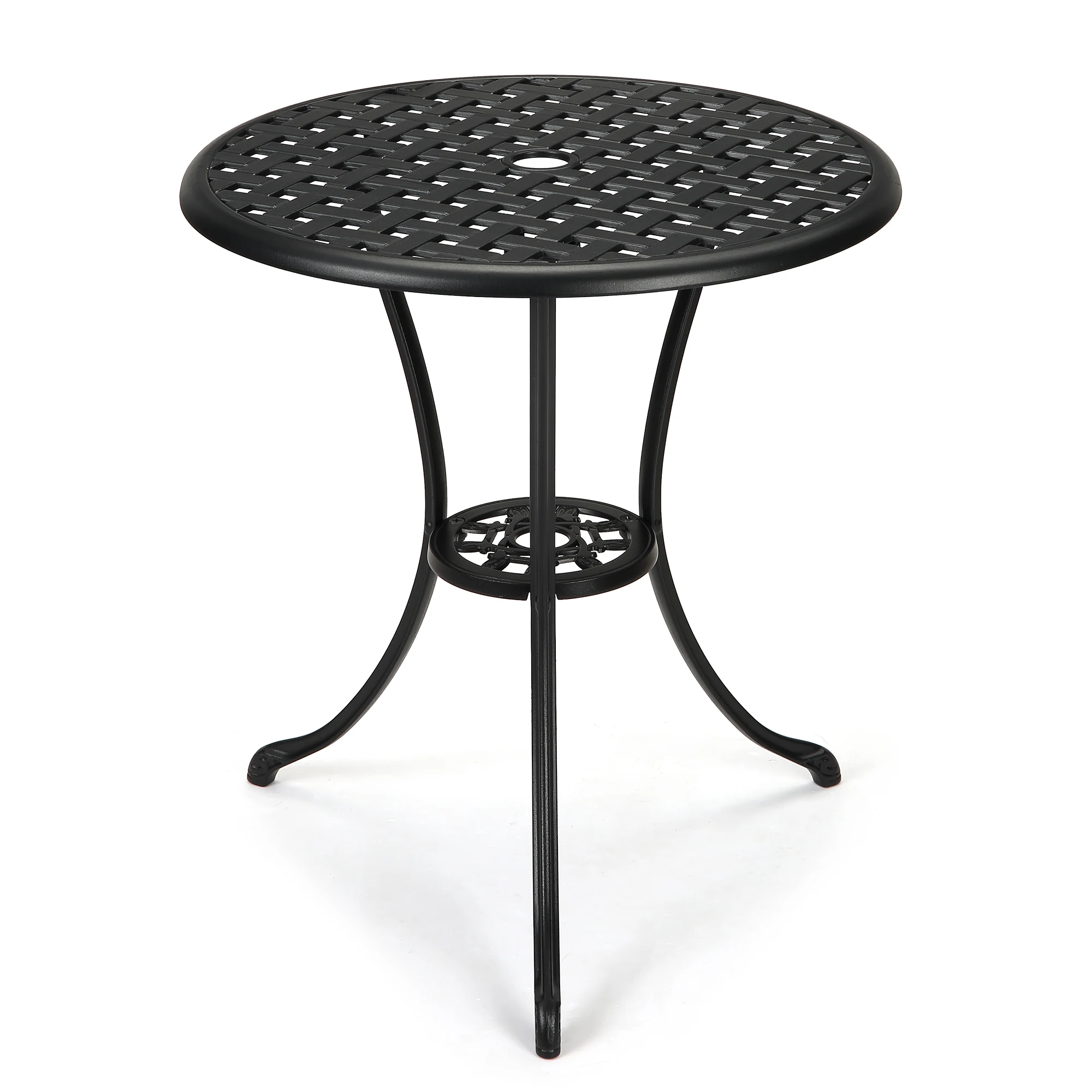 

Marine-Grade Aluminum Bistro Table: 24" Round Patio Table with Umbrella Hole & Anti-Rust Tech – All-Weather for Coastal/Desert