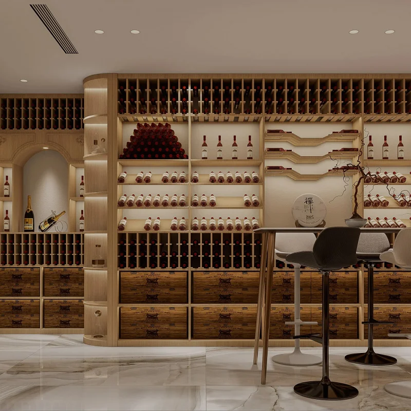 custom.Custom Design Save Space Wood Display Rack Walk-in Wine Storage Room Wine Cellar with Drawer