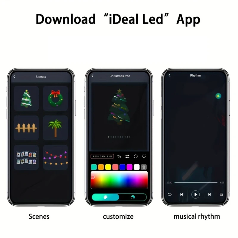 1Set Tuya Bluetooth LED String Lights RGB Phantom Color String Lights Set Fairy String Light