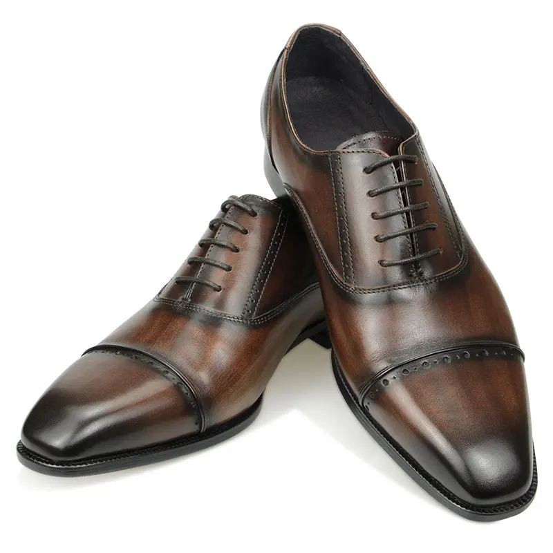 Black Business Men Shoes Lace-up Office Wedding Party Italy Style Elegant Fashion Dress  Zapatos De Vestir Hombre Men BrandShoes