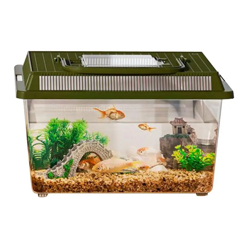 

Reptile Terrarium Small Lizard Breeding Box For Snake Portable Habitat Feeding Box With Handle Tank Critter Carrier For Pet