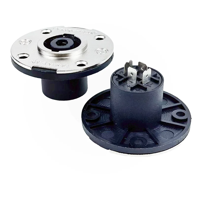 MW Audio 8-teiliges 4-Kern-Lautsprecheranschluss- und Buchsenset, großes rundes Metallgehäuse, Pro-Audio-Zubehör – Detail 4