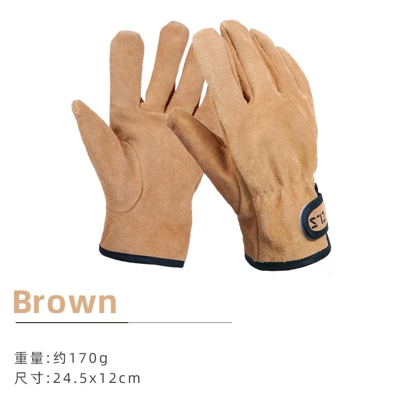 Outdoor BBQ Gloves Two Layers Leather Fire Heat Resistant Cooking Oven Mitts Anti Slip Hard Wearing Clamping Glove Stove