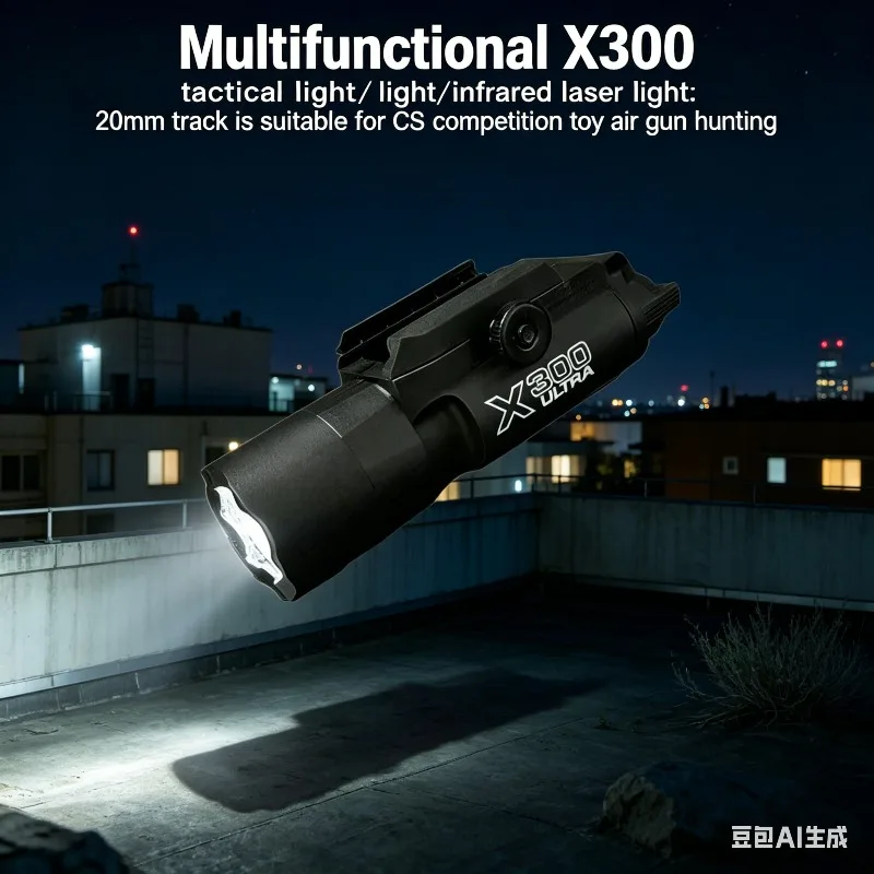 

Tactical Multifunctional X300 Flashlight Infrared Laser Combo 20mm Rail Mount For Toy Air Guns CS Game Hunting Training Gear
