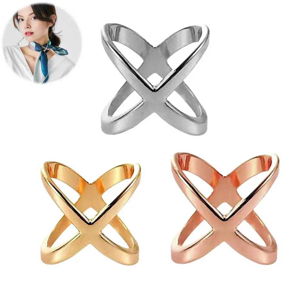 Scarf Clip X-Shaped Scarf Ring Buckle for Women Lady Girls Silk Scarf Clasp Holder Accessories for T-Shirt Neckerchief Shawl - Image 3