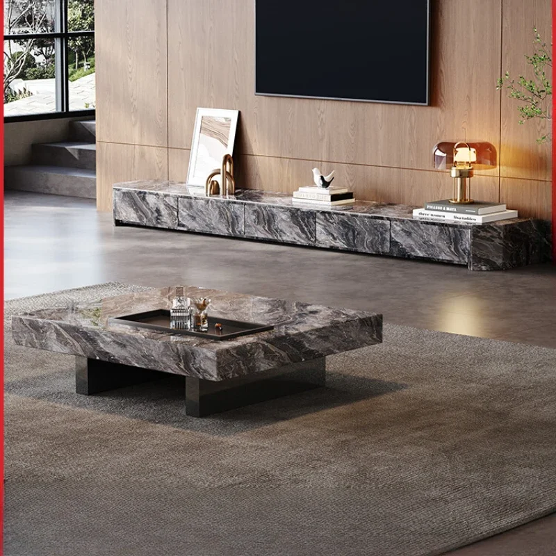 

TV cabinet rock slab coffee table combination simple modern living room home floor cabinet