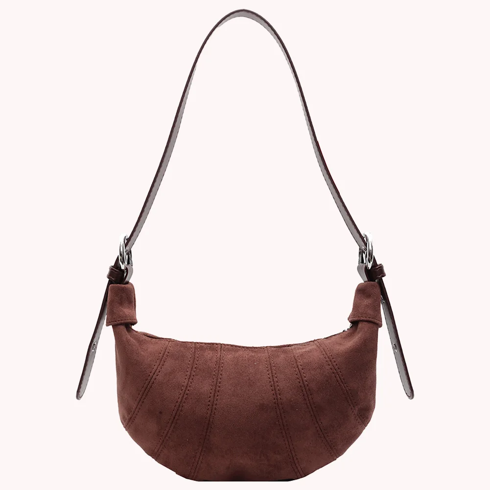 

Women PU Simple Tote Purse Zipper Closure Cow Horn Bag Large Capacity Trendy Dumpling Bag Casual Underarm Bag Outdoor Travel Bag