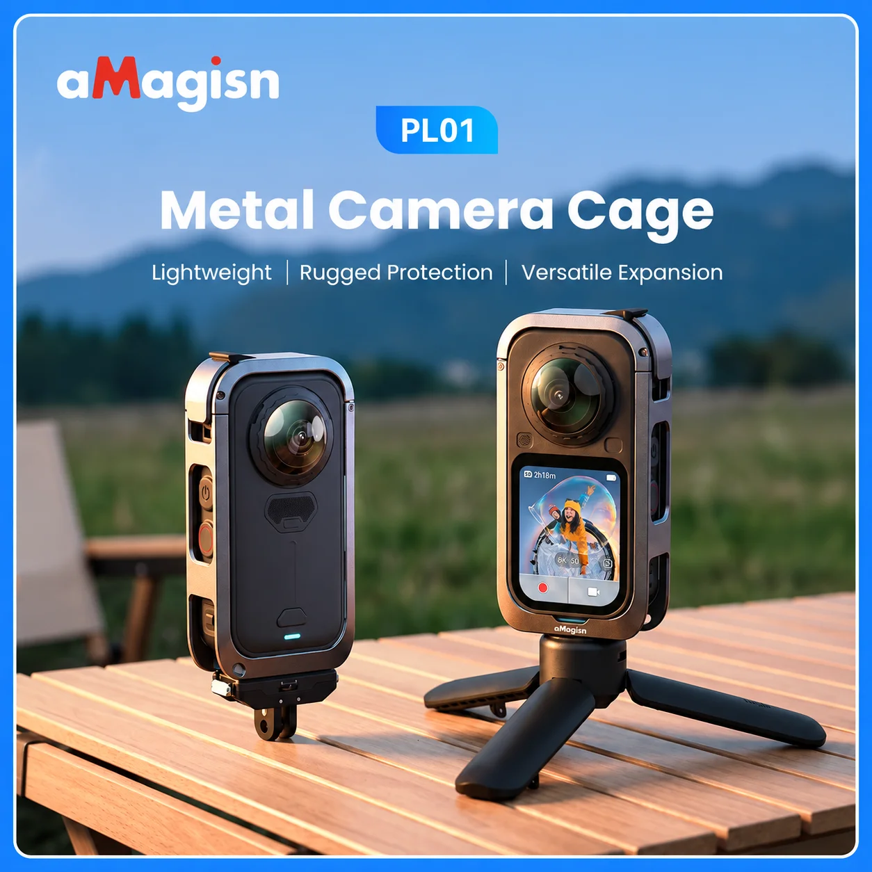 Amagisn Metal Rabbit Cage Protective Frame For Insta360 X6 Lightweight Action Camera Accessory With Magnetic Quick Release